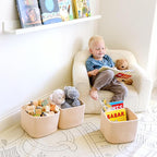 NaturalCozy Storage Cubes 9”x9”x7”Cotton Rope Woven Baskets for Organizing 3-Pack | 9 Inch Cube Storage Bin | Small Basket fo