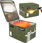 TOMKID 5200°F Fireproof Document Box, Fire Important Document Organizer with Lock, Upgraded Heat Insulated Filing Storage Cab