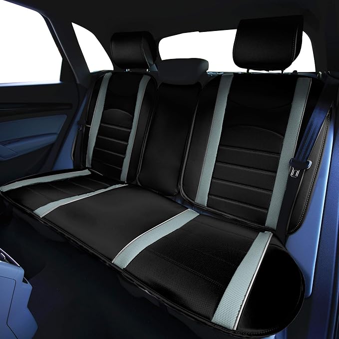FH Group Back Seat Faux Leather Car Seat Cover - Universal Fit, Rear Seat Covers for Cars with Rear Split Bench, Car Seat Cus