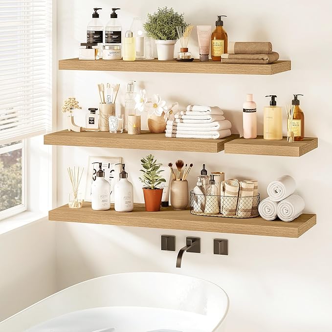 Vivelove 48 Inch Floating Shelves for Wall, 48x9 Display Shelves for Bathroom Living Room Kitchen Bedroom Office Farmhouse Ho
