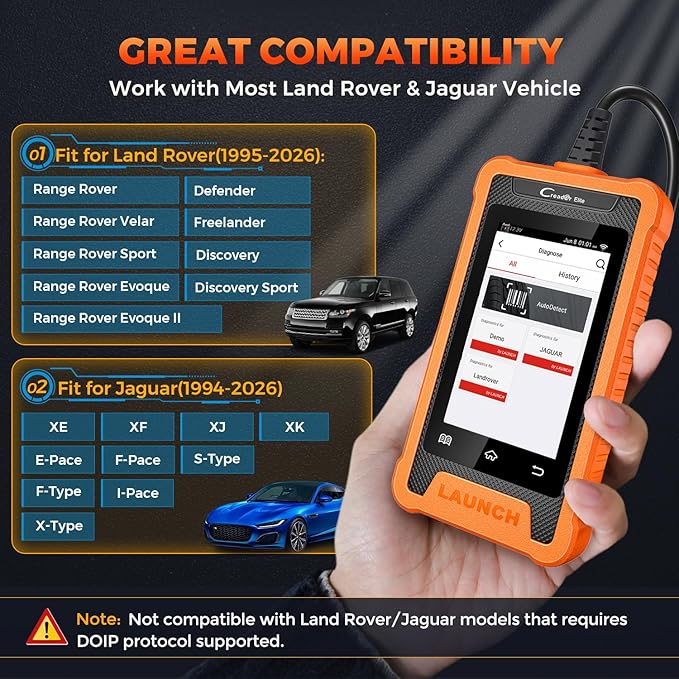 LAUNCH Creader Elite for Land Rover Jaguar OBD2 Scanner, Full System Diagnostic Tool, Bi-Directional Scan Tool, All Reset