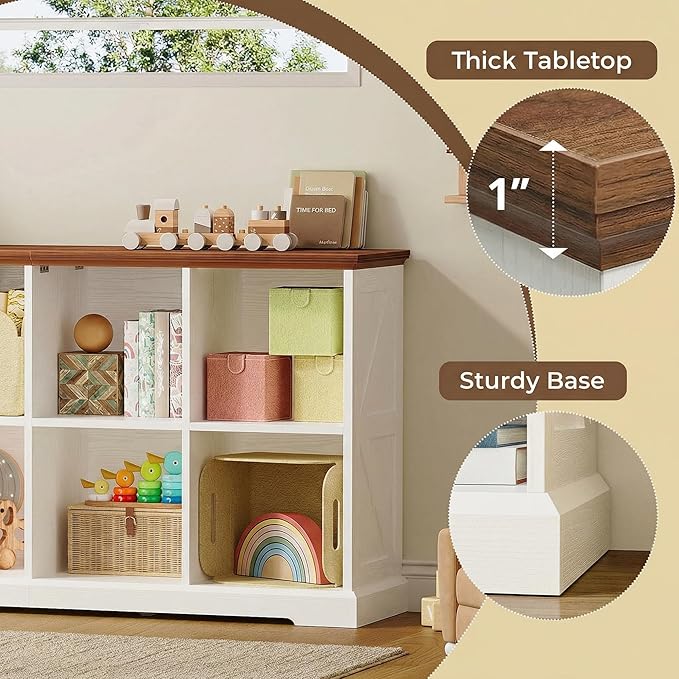 IRONCK 8 Cube Storage Organizer, Farmhouse Cube Bookshelf with Storage, Cube Shelf Organizer for Bedroom, Living Room and Hom