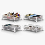 Under Bed Organizer, Storage Bins Under Bed, 60L Underbed Storage Bins for Bedroom Clothes Shoes Blankets (White, 4 Pack)