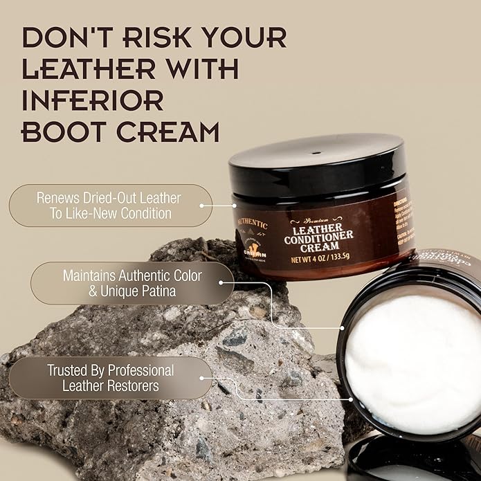 Griffin Boot Cream – 4oz – Leather Balm & Conditioner for Couch, Boots, Bags & Shoes – Restores, Softens & Protects Without D