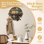Key Holder for Wall, Key and Mail Holder Organizer with - Key Holder Wall Mount - Round Wooden Rustic Home Decor for Entryway