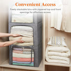 Lifewit Clothes Storage Bins with Metal Frame, Stackable Storage Box, Foldable Clothing Storage Bins with Lids, 100L Storage 