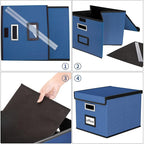 Huolewa Decorative File Organizer Boxes Office Document Storage with Lids, Portable Collapsible Linen Hanging Filing & Storag