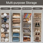 StorageWorks 6-Shelf Hanging Closet Organizer, Hanging Shelves for Closet, Fabric, Mixing of Beige, White & Ivory, 12" D x 12