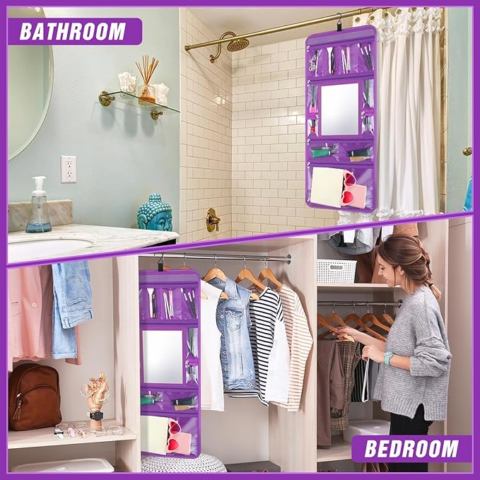 Hanging Toiletry Bag with Mirror for Men Women Travel Kit Large Foldable Beauty Dance Makeup Bag Organizer Storage Waterproof