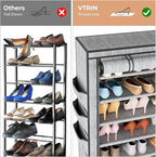 VTRIN Vertical Narrow Shoe Rack Organizer Tall Shoe Rack for Closet Entryway 10 Tier Non-Woven Cover Shoe Shelf Holds 36-41 P