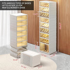 CIMLORD 9-Tier Foldable Shoe Rack Organizer for Closet 18Pairs Plastic Shoe Shelf Collapsible Shoes Storage Box Clear Shoe Bo