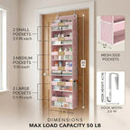 HOMELUX THEORY UPGRADED 6 Tiers Over The Door Organizer Hanging - 100D EXTRA THICK & 50lbs HUGE CAPACITY, 12 Side Mesh Pocket