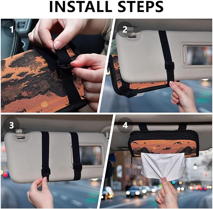 Car Tissue Holder Car Visor Organizer Tissue Box Holder for Car Sun Visor Organizer with Car Vehicle Accessories Essentials Interior for Women Men Orange Orca Starfish Rock Sun