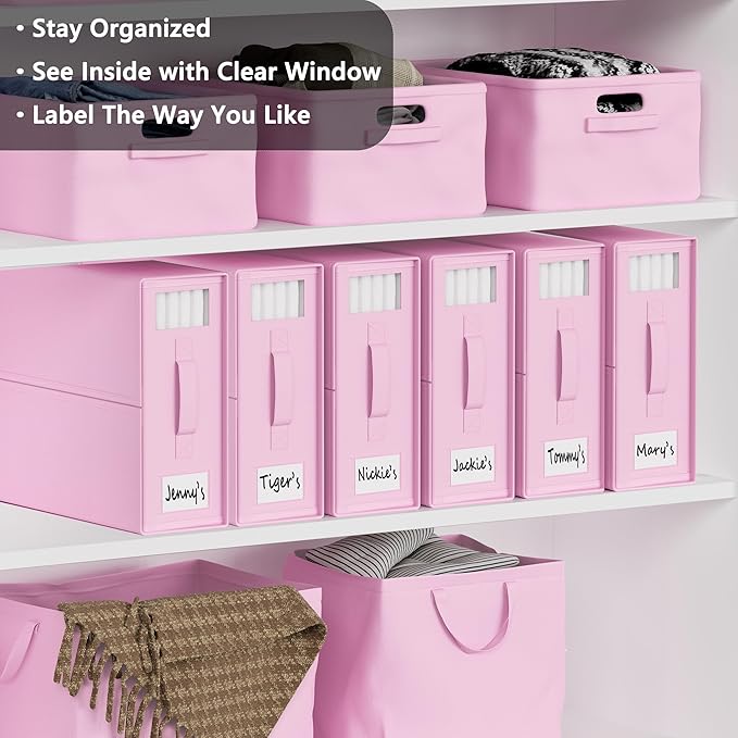 SheetCube Bed Sheet Organizers and Storage 6 Pack, Foldable Linen Closet Organizer with Window and Label, Bedding Folder Stor