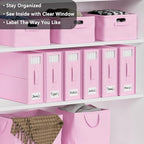 SheetCube Bed Sheet Organizers and Storage 6 Pack, Foldable Linen Closet Organizer with Window and Label, Bedding Folder Stor