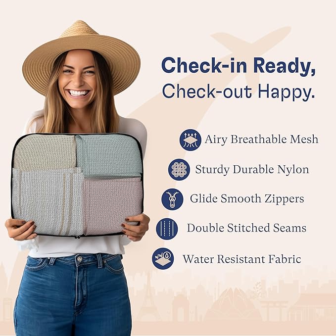 Shacke Packing Cubes for Travel 8 Set - Premium Luggage Organizer Bags - Versatile Travel Organizer for Women and Men - Optim