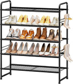 SUFAUY Shoe Rack, 5-Tier 33" Wide Shoe Storage Rack for 24-30 Pairs of Shoes, Mesh Shoe Organizer for Entryway Closet, Steel 