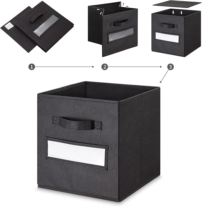 artsdi 11 Inch Storage Cube,Storage bin,cube storage (Set of 10) Foldable Fabric Cube Storage Bins with 10 Labels Window Card