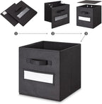 artsdi 11 Inch Storage Cube,Storage bin,cube storage (Set of 10) Foldable Fabric Cube Storage Bins with 10 Labels Window Card