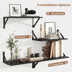 Axeman Floating Shelves for Wall, 16W x 8D Black Floating Shelves Set of 2, 8 Inch Deep Wall Mounted Shelves for Bookshelf Li
