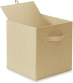 Casafield Set of 6 Collapsible Fabric Cube Storage Bins, Sandy Beige - 11" Foldable Cloth Baskets for Shelves, Cubby Organize