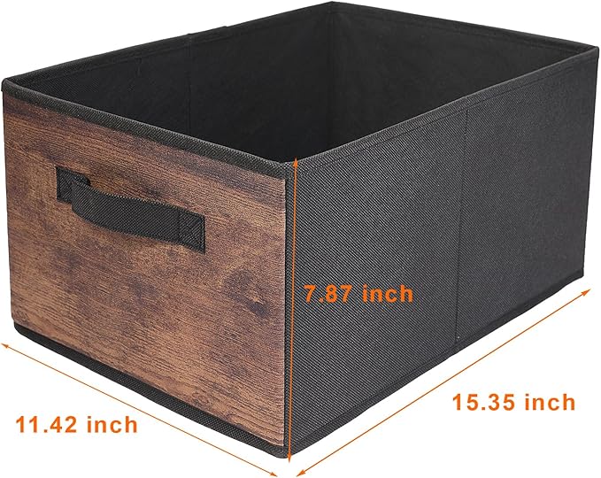 JAKAGO Fabric Storage Bins set of 4 Rectangle Storage Baskets with Handle Foldable Closet Organizer for Clothes Towel bedding