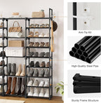 WOWLIVE 9 Tiers Large Shoe Rack Storage Organizer for Closet 50-55 Pairs Shoe Tower Unit Shelf Stackable Shoe Rack with Metal