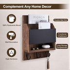 Key and Mail Holder for Wall, Key Holder with Chalkboard and Long Storage Box, Key Hanger with 3 Sturdy Hooks for Coat, Dog L