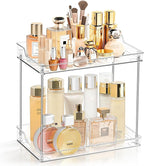 2 Tier Bathroom Counter Organizer, Clear Bathroom Counter Shelf for Vanity Countertop, Kitchen, Sink Storage, Tiered Skincare