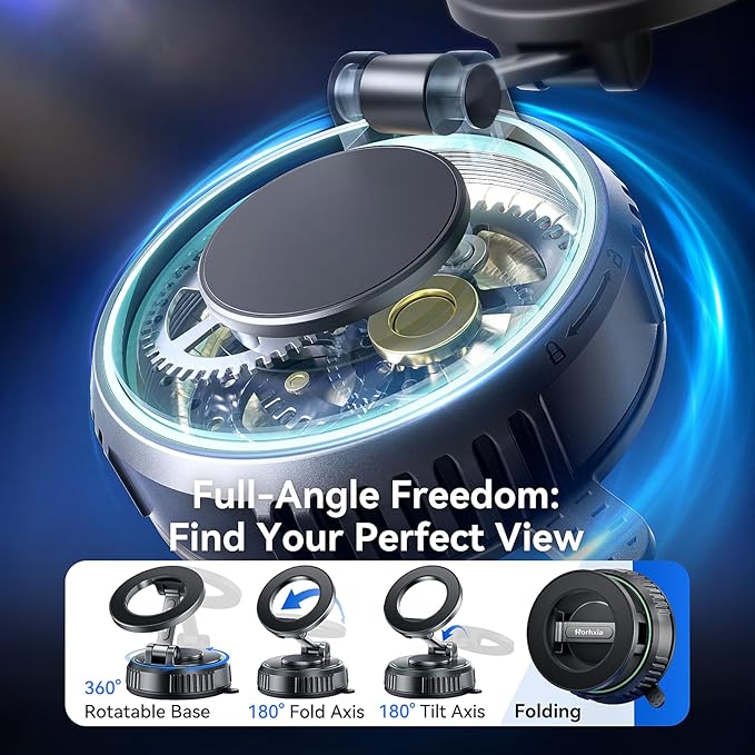 Car Phone Holder for Magsafe, [Enjoy Convenience, Flexibility, Stability], Foldable Vacuum Magnetic Phone Mount for Dashboard Windshield for Your Car Fit iPhone 17/16/15/14/13/12 Pro Max