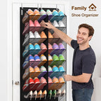 UVIAHOMI 30 Pairs Over the Door Shoe Organizer, Breathable Mesh Pocket Hanging Shoe Storage for Closet, 10-Tier Door Shoes Ra