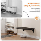 Foldable Floating Wall Shelves 20 inch, Bathroom Shelves Wall Mounted,12" Deep Wood Floating Kitchen shelves,Easy to Install 