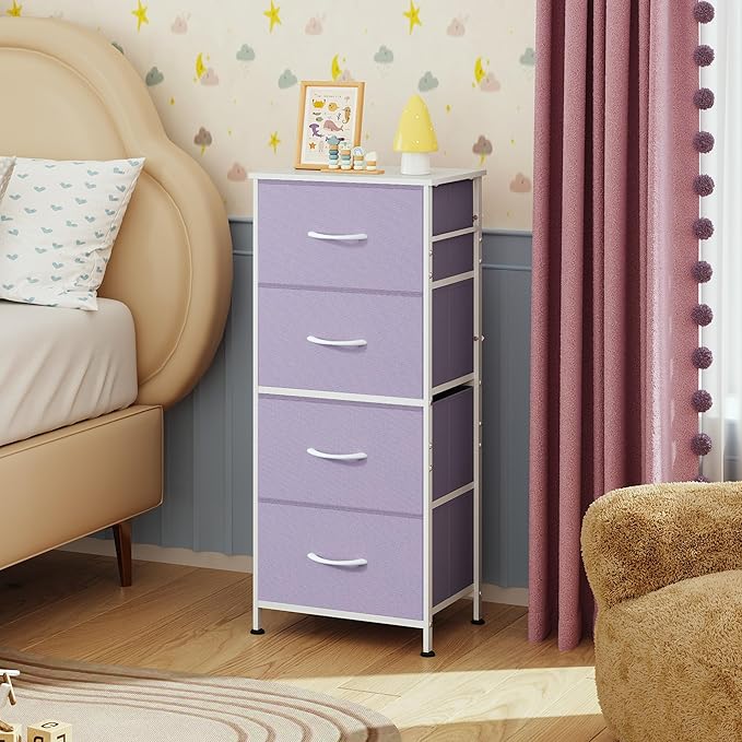 WLIVE Dresser with 4 Drawers, Storage Tower, Organizer Unit, Fabric Dresser for Bedroom, Hallway, Entryway, Closets, Sturdy S