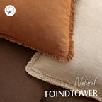 Foindtower Set of 2 Decorative Linen Fringe Lumbar Throw Pillow Covers Boho Farmhouse Cushion Cover with Tassels Soft Accent 