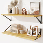 Deep Floating Shelves for Wall,30" Wx10 D Wood Floating Shelf Set of 2,Sturdy Metal Bracket Wide Display & Storage,Wall Mount