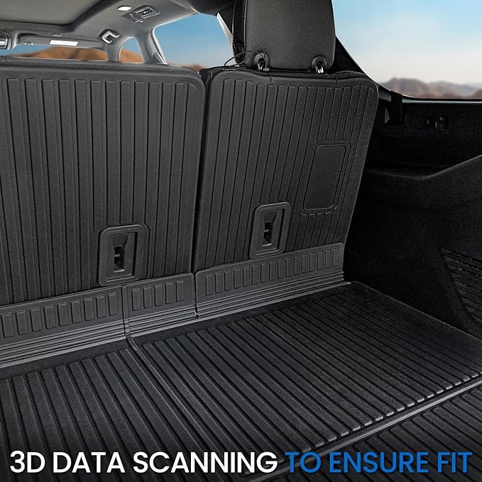 Cargo Mat Backrest Mats for 2021-2024 2025 2026 Chevrolet Chevy Suburban/GMC Yukon XL SUV Car Mat Accessories, All Weather TPE Trunk Cargo Liner(Cargo Mat+3rd Row Backrest Mat)