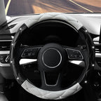 YOGURTCK Cute Diamond Soft Leather Anti-Slip Steering Wheel Cover with Bling Bling Crystal Rhinestones, Universal 15 Inch for