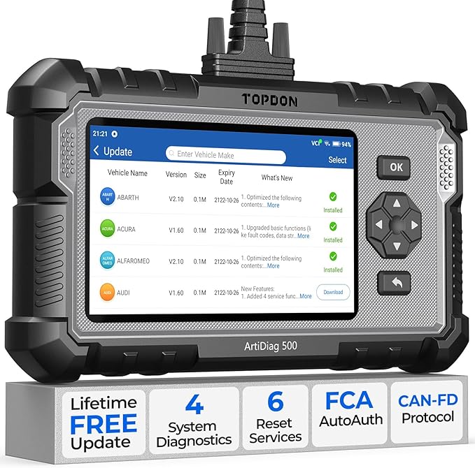 TOPDON AD500 OBD2 Scanner Car Code Reader Scan Tool, Engine ABS SRS Transmission Diagnostics Tool,