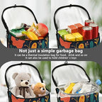 Flowers Car Trash Can with Lid Leak Proof Car Trash Bag Waterproof Car Garbage Can, Multipurpose Trash Bin Hanging for Minivan SUV Truck