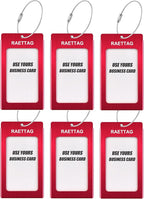 Luggage Tags Metal Suitcase Tags Travel Bag ID Identifier Luggage Tag (Red 6-Pack)