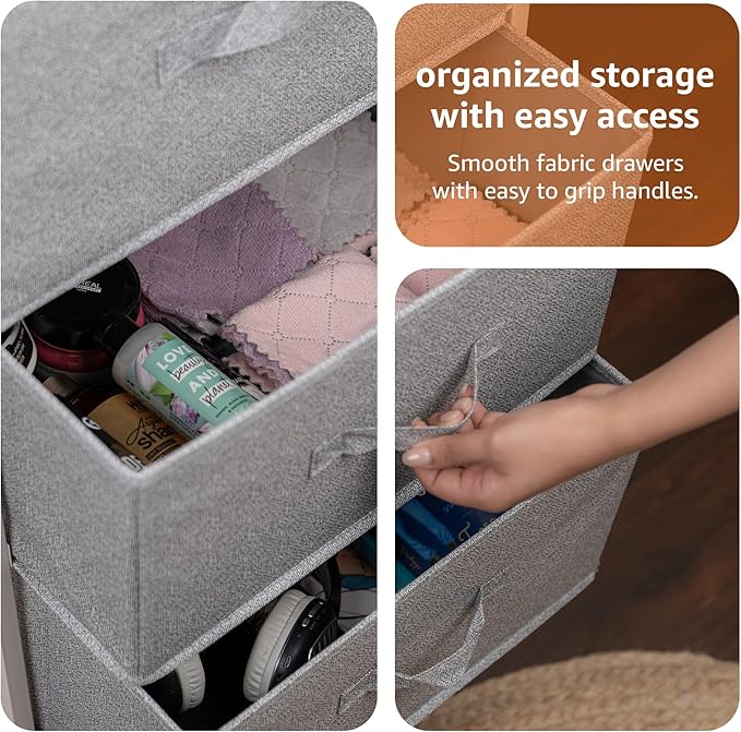 Amazon Basics Fabric 4-Drawer Storage Organizer Unit for Closet, Bedroom, White