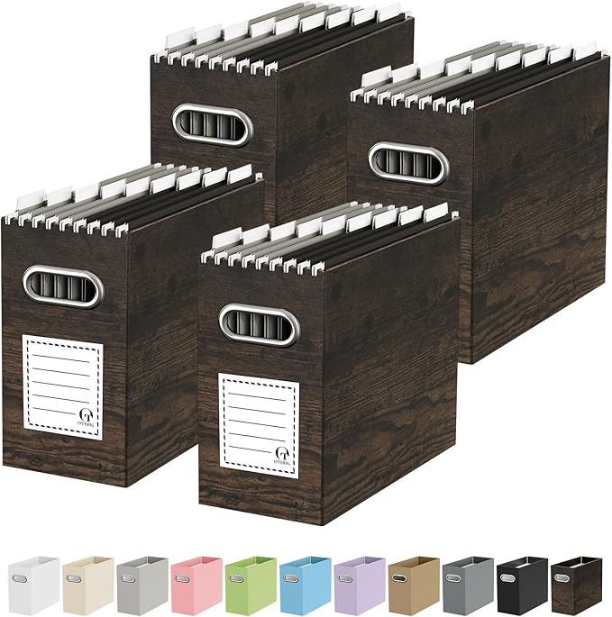 Oterri Cardboard File Organizer Box for Hanging File Folders Letter Size,File Box for Computer Desk,File Cabinet,Working Home