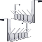 WEBI Over The Door Hooks Door Hanger:Over The Door Towel Rack with 6 Hooks for Hanging,Door Coat Hanger Towel Hanger Over Doo