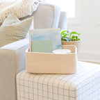 NaturalCozy 13.5”x8.5”x5.5” Storage Baskets for Shelves 3 Pack | Cotton Rope Woven Small Baskets for Organizing | Small Stora
