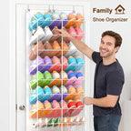 20-30 Pairs Over the Door Shoe Organizer, Transparent PVC Hanging Shoe Rack for Closet, 10-Tier Door Shoes Storage, Crystal-C