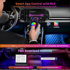 ATOTO Car LED Lights, Smart Interior Lights with App Control, 160 LEDs RGB Inside Car Lights with DIY 21 Music Modes 16 Million Color Switching-Independent Control of Front and Rear, CI-FLT01