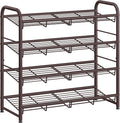 SONGMICS Stackable Shoe Rack, 4 Tier Metal Shoes Rack Storage Shelf, Holds up to 16 Pairs Shoes, Adjustable Slanted Shelves T
