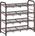 SONGMICS Stackable Shoe Rack, 4 Tier Metal Shoes Rack Storage Shelf, Holds up to 16 Pairs Shoes, Adjustable Slanted Shelves T