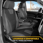 Cat® Edge Deluxe Faux Leather Car Seat Covers – Full Set (2 Front + 1 Rear Bench) – Semi-Custom Universal Fit, Two-Tone Black