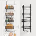 SWTYMIKI Over The Door Purse Organizer - Wall Mounted Purse Rack with 4 Adjustable Metal Basket and 6 Hooks, Hanging Bag Rack
